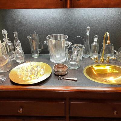BB 480  Cabinet Full of Bar Ware Drink Specific Glasses Pitchers Ice Buckets Decanters