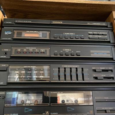 Kenwood Vintage 1980s Stereo System with Cabinet and two speakers