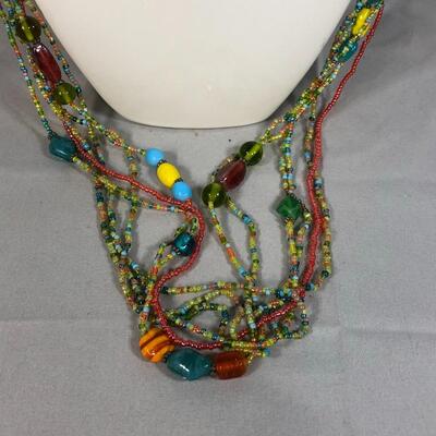 Lot 20 - Colorful Multi-Strand Glass Bead Necklace