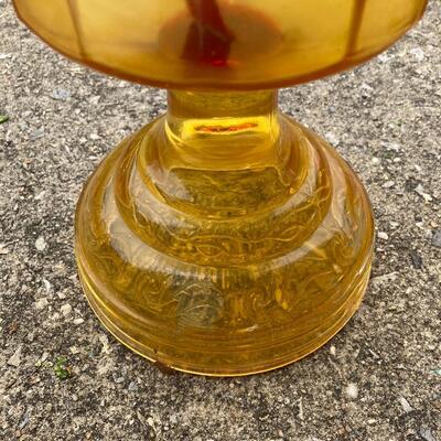 Yellow Glass Antique Oil Lamp 18.5â€h