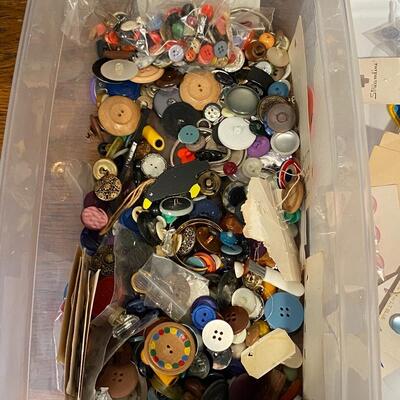 Plastic Shoebox filled with Sewing Craft Buttons