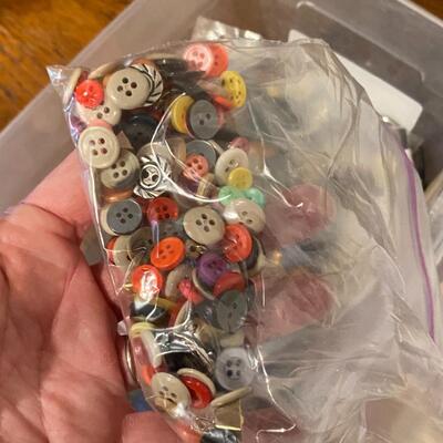 Plastic Shoebox filled with Sewing Craft Buttons