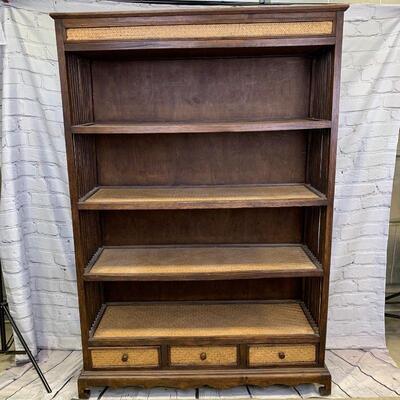 #11 Wood/Woven Shelf With 3 Drawers