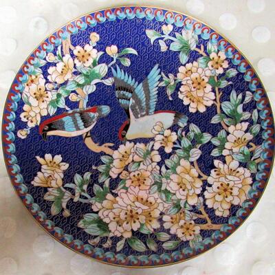 The Flower Pecker, 1991, 6th In Series, Winged Jewels Chinese Cloisonne Plates, See description