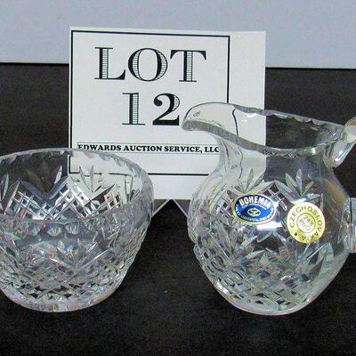 Bohemian 24% Lead Crystal Sugar and Creamer Set Czechoslovakia Lovely