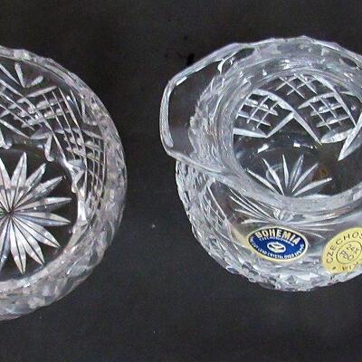 Bohemian 24% Lead Crystal Sugar and Creamer Set Czechoslovakia Lovely