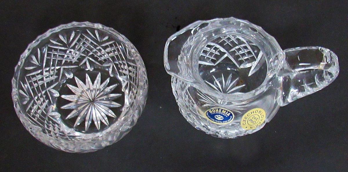 Bohemian 24 Lead Crystal Sugar and Creamer Set Czechoslovakia Lovely