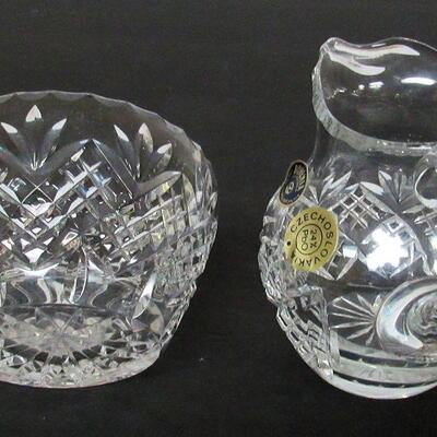 Bohemian 24% Lead Crystal Sugar and Creamer Set Czechoslovakia Lovely