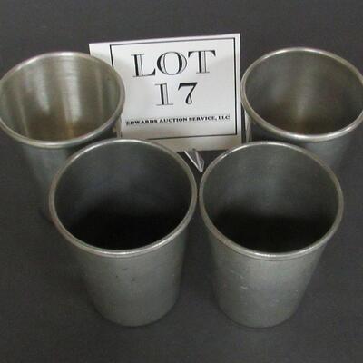 Set of 4 Heavy Pewter Tumblers 4 1/4" Tall Steiff Pewter
