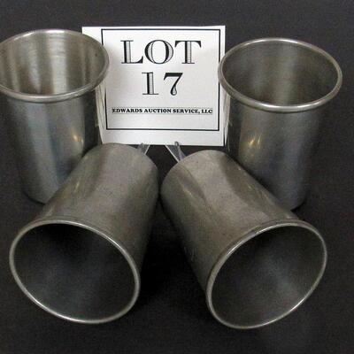 Set of 4 Heavy Pewter Tumblers 4 1/4" Tall Steiff Pewter