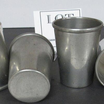Set of 4 Heavy Pewter Tumblers 4 1/4