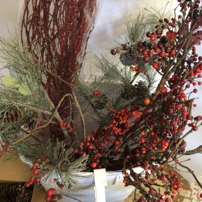 434 Lot of Artificial Christmas Branches, Wreaths, Pinecones, Garland 