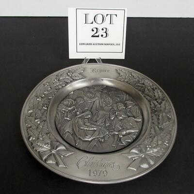 1979 Christmas Issue, Rejoice Pewter Plate, Lt Ed 5284/7500, International Silver Co, Read description