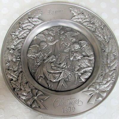 1979 Christmas Issue, Rejoice Pewter Plate, Lt Ed 5284/7500, International Silver Co, Read description