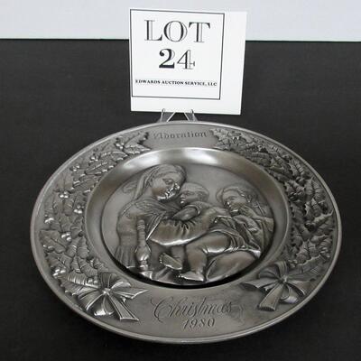 1980 Christmas Issue, Adoration Pewter Plate, Lt Ed 5284/7500, International Silver Co, See description