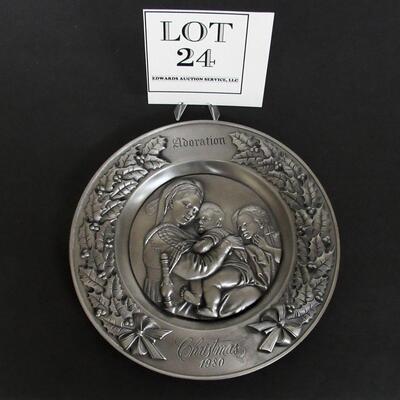 1980 Christmas Issue, Adoration Pewter Plate, Lt Ed 5284/7500, International Silver Co, See description