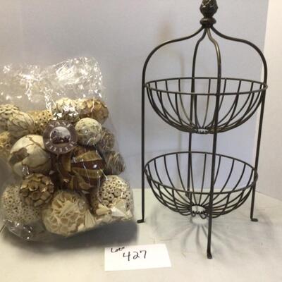 427 Two Tier Metal Baskets with Decorative Filler Balls