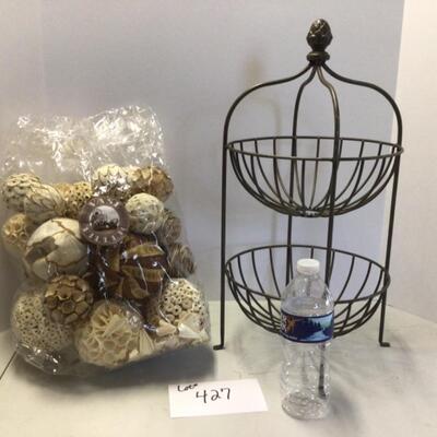 427 Two Tier Metal Baskets with Decorative Filler Balls