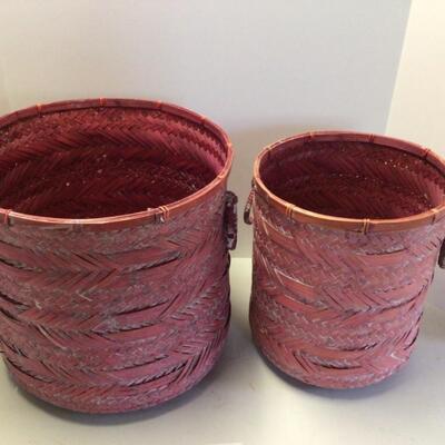 426 Lot of 2 Pink washed Baskets 