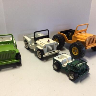413 Vintage 4pc Tonka Toy Trucks / Jeep 
