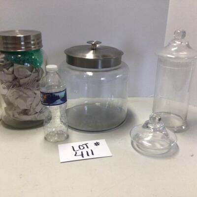 411 Lot of Ball Storage Jar/ Glass Storage Vase