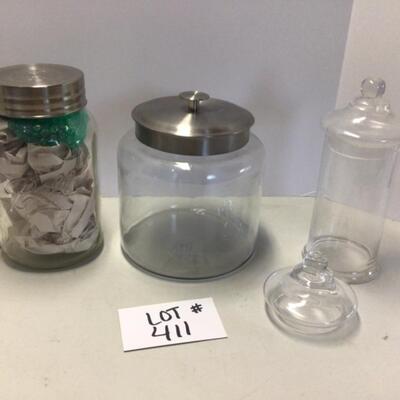 411 Lot of Ball Storage Jar/ Glass Storage Vase