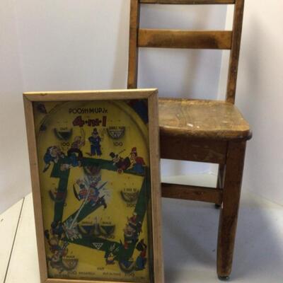 394 Antique Toy Poosh.m.up Jr. with childâ€™s  chair 