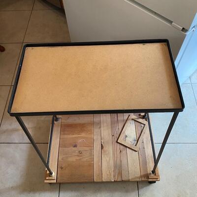 Compact Sewing Machine Table on Wheeled Cart
