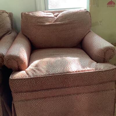 148. Pair of Upholstered Club-chairs with Matching Ottoman 
