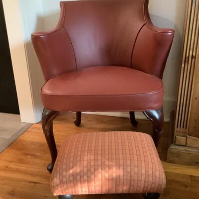 149. Leather Arm Chair with Small Foot Stool 