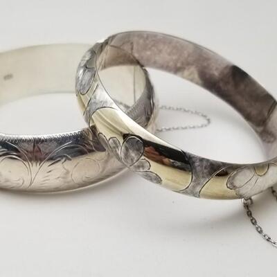 Lot #141  Two Sterling Silver Bangle Bracelets