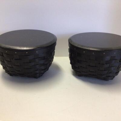 301 Two Covered Black Longaberger Baskets 