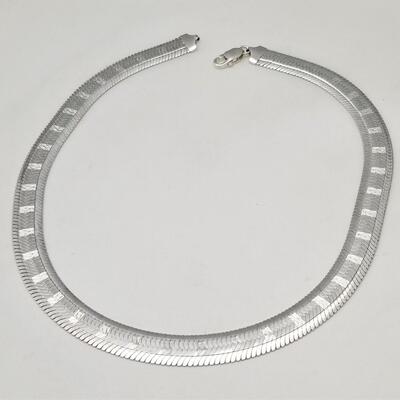 Lot #151  Sterling Silver Bright Cut Herringbone Necklace