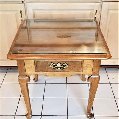 Lot #152  Queen Anne Style Lamp Table with Drawer - Ethan Allen
