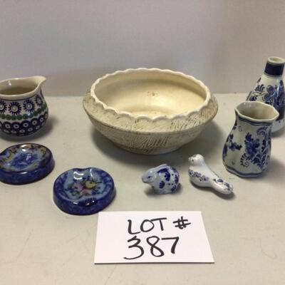 387 Blue and White Pottery Lot with Delft 