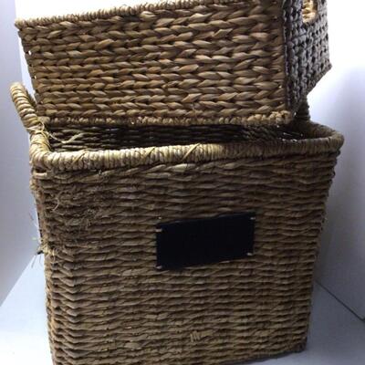 384 Two Large Double Handle Baskets with Chalkboard 