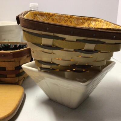 383 Two Longaberger Baskets with Large Mixing Bowl and small square 