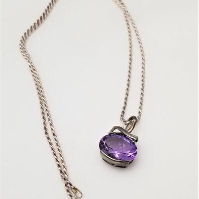 Lot #167  Sterling Rope Chain with faceted Amethyst Pendant