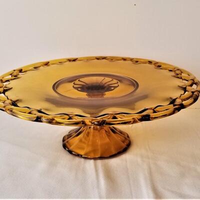 Lot #172  Pretty Amber Glass Footed Cake Plate