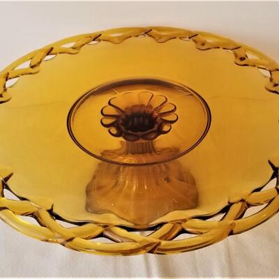 Lot #172  Pretty Amber Glass Footed Cake Plate