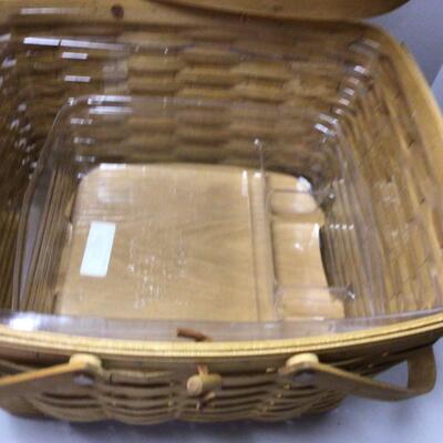 378 Large Longaberger Picnic Basket with wooden stand and organizer 