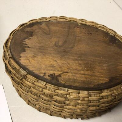 382 Signed Hand Woven Basket and Step Stool 