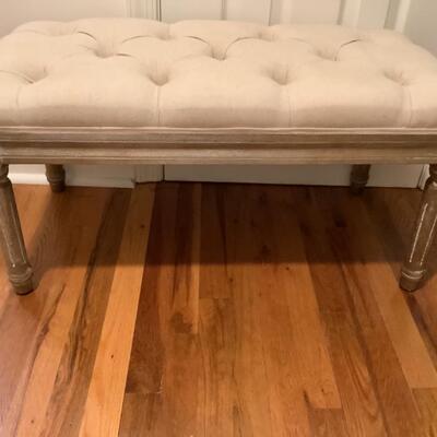 198 Upholstered Tufted White washed Bench 