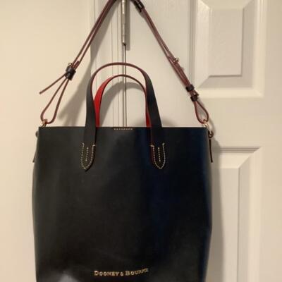 165 DOONEY & BOURKE Black and Red with Snap Leather Divider 