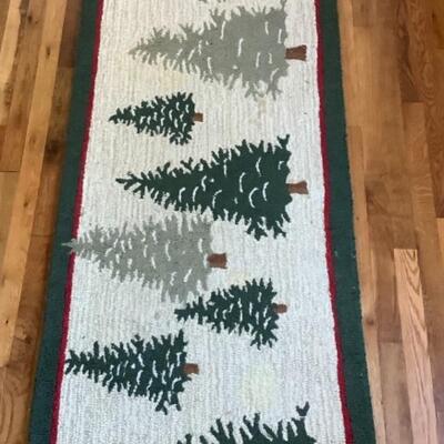 133 Christmas Tree Hooked Rug by Laura Megroz (As-is) 