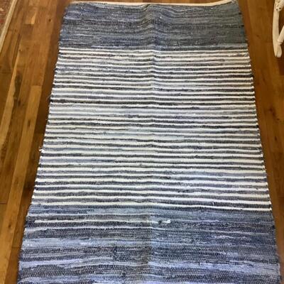 132 Blue and White Braided Rug 