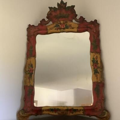 113 French Painted Antique Mirror 