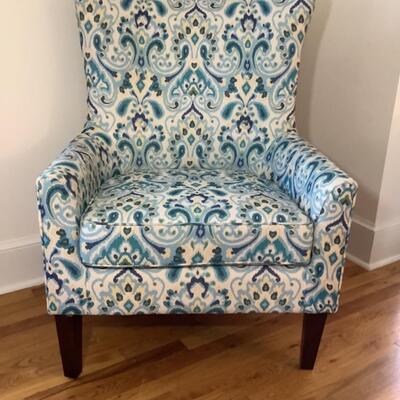 106 Watercolor Fabric upholstered Wing Chair 