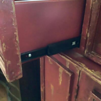 100 Vintage Distressed Red Cabinet 