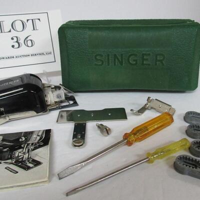 Vintage Singer Sewing Buttonholer With Booklet, Templates, Feeder Cover and Screwdrivers In Original Box